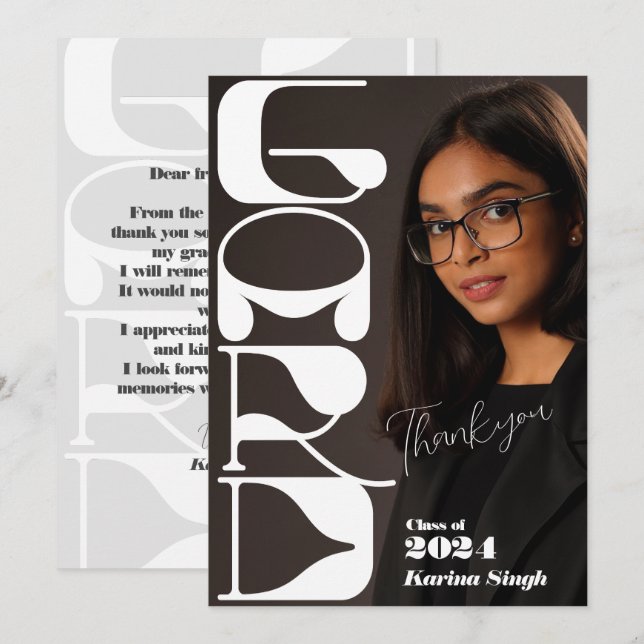 Cartão De Agradecimento FORMANDO! Placas para Obrigados de Foto para Gradu (Frente/Verso)