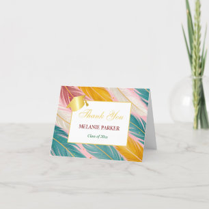 Cartão De Agradecimento Formandos Dourado rosa