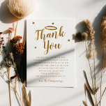 Cartão De Agradecimento Formas Douradas de Halo-Chá de fraldas do Céu Envi<br><div class="desc">Cartões de agradecimentos de chá de fraldas doce, cristão ou anjo, com estrelas douradas falsas e halo. O texto diz "obrigado você" na letra do script escrito à mão. O texto padrão obrigado os convidados para a celebração e o presente. Personalize este produto adicionando seu nome na parte inferior. Design...</div>
