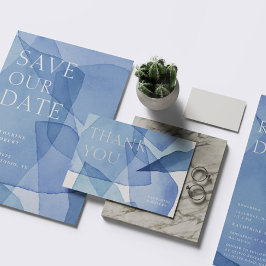 Cartão De Agradecimento Formas Modernas de Cores de Água