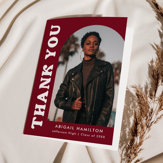 Cartão De Agradecimento Formatação de Fotos do Offset Burgundy Arch 4 (Criador carregado)