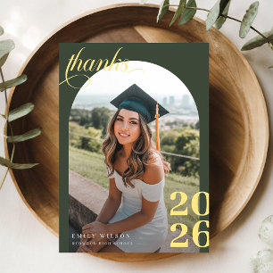 Cartão De Agradecimento Formatura de Foto de Arco Vertical Moderno