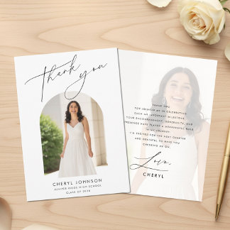 Cartão De Agradecimento Formatura de Foto Minimalista Moderna