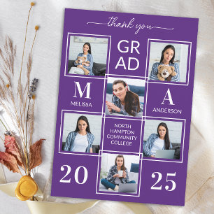 Cartão De Agradecimento Formatura Elegante Colagem Personalizada com 6 Fot