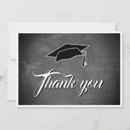 Cartão De Agradecimento Formatura em Quadro Negro Cinza Moderno