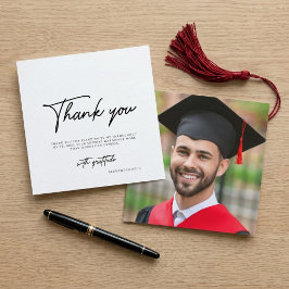 Cartão De Agradecimento Formatura Foto Preto e Branco Minimalista Moderna