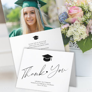 Cartão De Agradecimento formatura foto preto e branco simples 2026