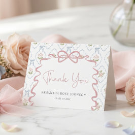 Cartão De Agradecimento Formatura Laço Rosa Flor Silvestre