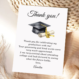 Cartão De Agradecimento Formatura Minimalista Elegante