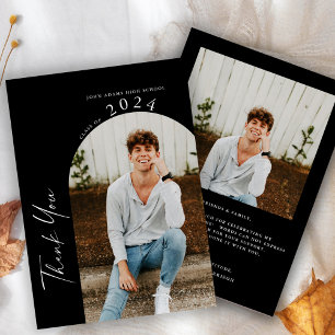 Cartão De Agradecimento Formatura Minimalista Moderna com Duas Fotos