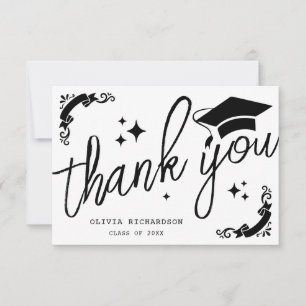 Cartão De Agradecimento Formatura Personalizada Elegante Roteiro Estrelas 