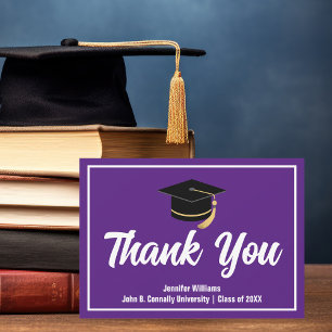 Cartão De Agradecimento Formatura Personalizada Roxo Branco Graduado