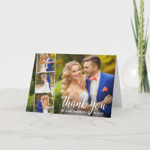 Cartão De Agradecimento Forragem da Colagem Fotográfica do Casamento de Ca