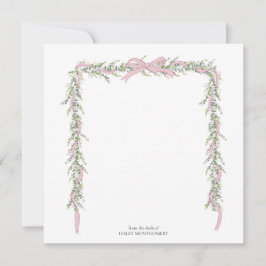 Cartão De Agradecimento Forro de Envelope com Grinalda de Laço Rosa