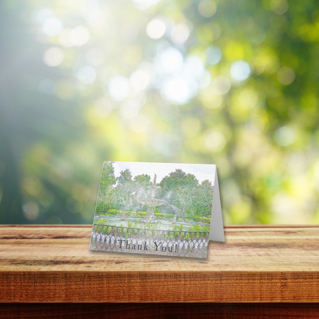 Cartão De Agradecimento Forsyth Park Fountain Watercolor Obrigado (Criador carregado)