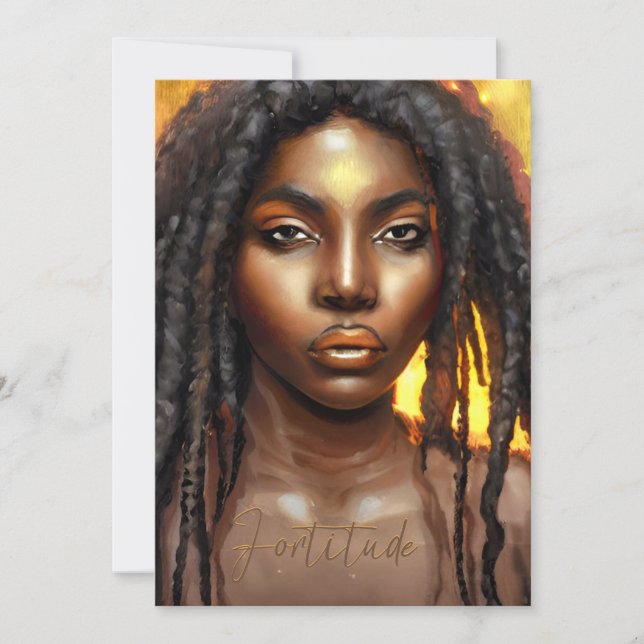 Cartão De Agradecimento Fortitude Afro-Americana de Arte (Frente)