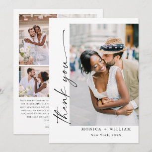 Cartão De Agradecimento Foto 5 de Casamento de Escrita Manual Minimalista 