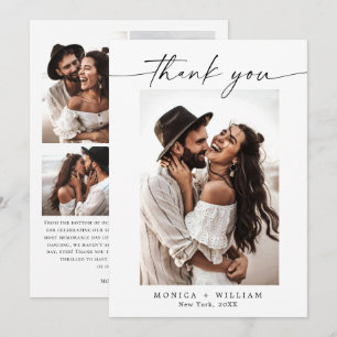 Cartão De Agradecimento Foto 5 de Casamento de Escrita Manual Minimalista 