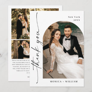 Cartão De Agradecimento Foto 5 de Casamento de Escrita Manual Minimalista 