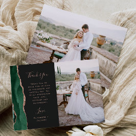 Cartão De Agradecimento Foto Ágata Esmeralda Verde Ouro Rosé Casamento Ros