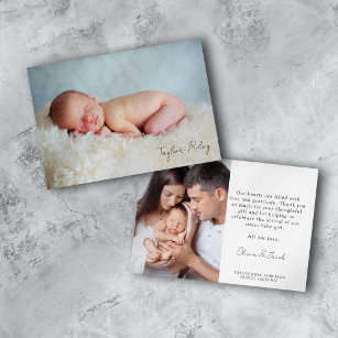Cartão De Agradecimento Foto: Aniversário Calliografia Nome Novo Bebê