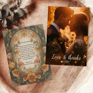 Cartão De Agradecimento Foto Antiquada Arte Floral Nouveau Casamento