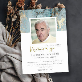 CARTÃO DE AGRADECIMENTO FOTO AQUA DUSKY BLUE DOURADO AGATE SYMPATHY MEMORI