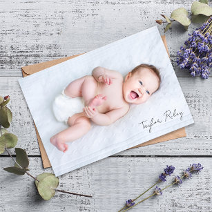 Cartão De Agradecimento Foto: Caligrafia Nome Nascimento Aposta Novo Bebê
