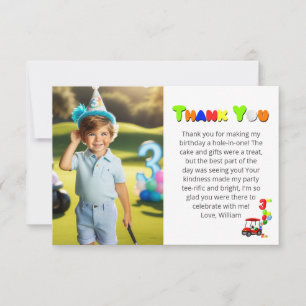 Cartão De Agradecimento Foto carrinho de golfe vermelho de aniversário de 