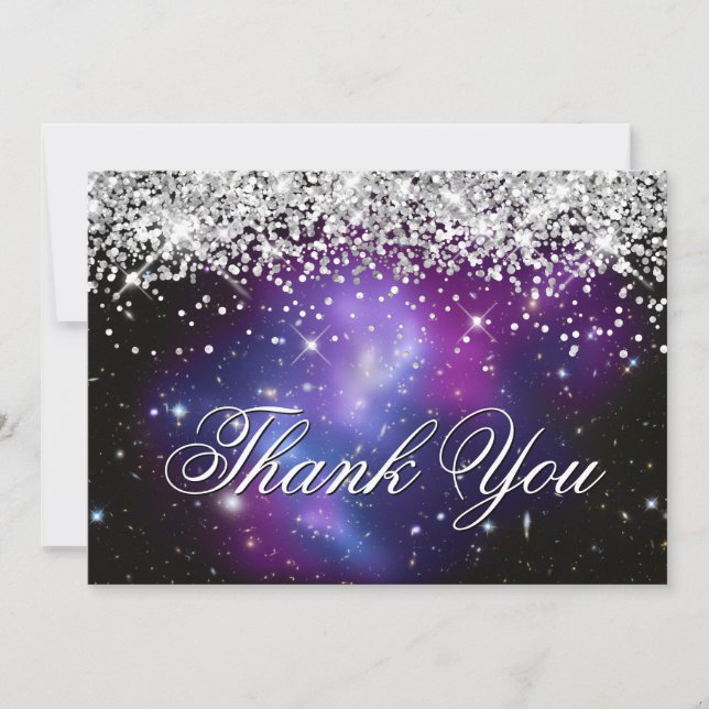 Cartão De Agradecimento Foto Celestial Roxo Roxo (Frente)