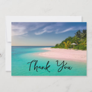 Cartão De Agradecimento Foto cênica da praia tropical Oceano Aquamarino