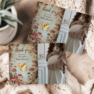 Cartão De Agradecimento Foto: Chá de fraldas de madeira de mushroom borbol