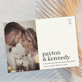 Cartão De Agradecimento Foto Chic Negra e Na moda Simples Elegante