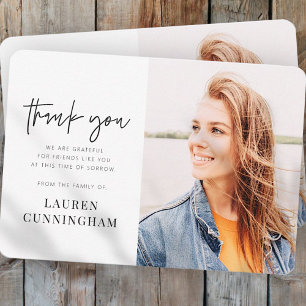 Cartão De Agradecimento Foto Chic Simples e Simples do Memorial Modern