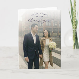 Cartão De Agradecimento Foto Cinza Elegante Romântica