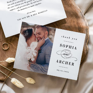 Cartão De Agradecimento Foto Clássica de Casamento Preto e Branco