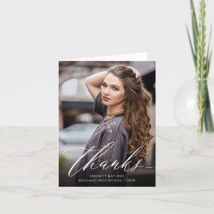 Cartão De Agradecimento Foto Clássica de Graduação Elegance