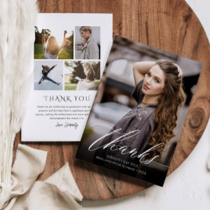 Cartão De Agradecimento Foto Clássica de Graduação Elegance