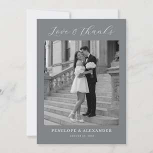 Cartão De Agradecimento Foto Clássica em Tons de Cinza Elegante