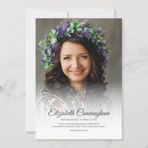 Cartão De Agradecimento Foto Clássica Simples Moderna do Funeral Memorial