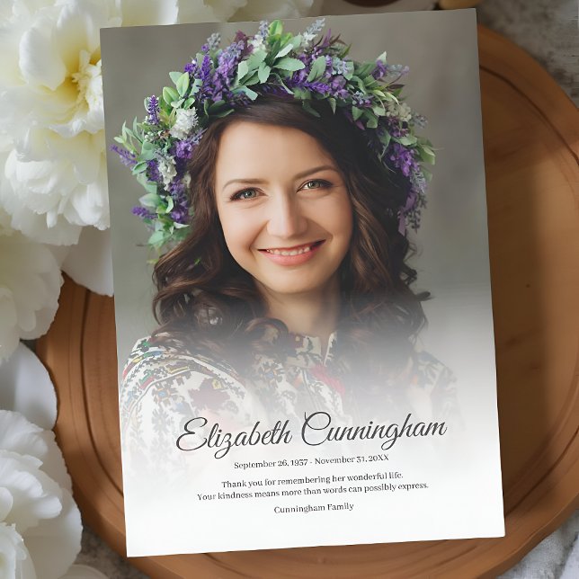 Cartão De Agradecimento Foto Clássica Simples Moderna do Funeral Memorial (Criador carregado)