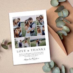 Cartão De Agradecimento Foto Collage Love and Obrigado Weding