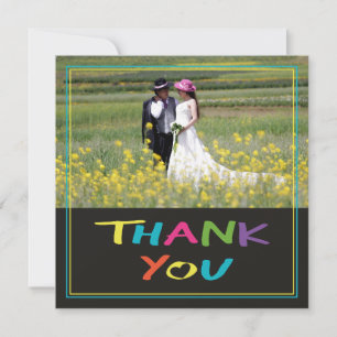 Cartão De Agradecimento Foto Colorida de Casamento "Carta com Coração"