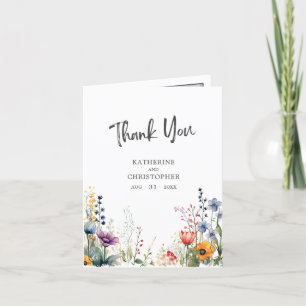 Cartão De Agradecimento Foto Colorida De Casamento De Flores Selvagens De 