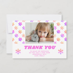 Cartão De Agradecimento Foto Colorida de Flores Rosa-Rosa, Rapariga de Ani