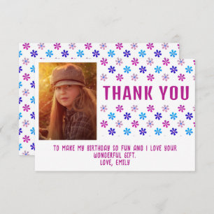 Cartão De Agradecimento Foto Colorida de Flores Rosa-Rosa, Rapariga de Ani