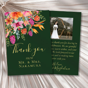 Cartão De Agradecimento Foto Colorida de Flores Tropicais Cor-de-Rosa Boni