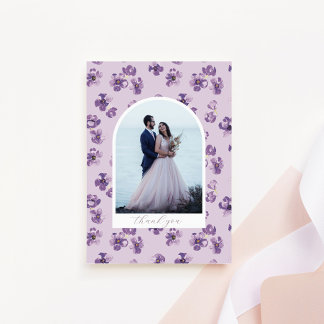 Cartão De Agradecimento Foto com Arco de Letra de Forma Romântica com Flor