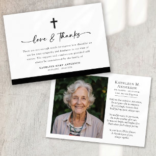 Cartão De Agradecimento Foto Cross Love e Obrigados Script Funeral