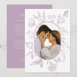 Cartão De Agradecimento Foto da Borboleta Floral de Arte de Linha de Lavan